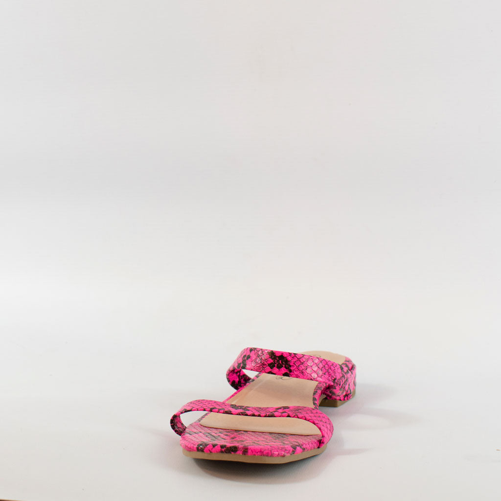 womens snakeprint pink and black square peep toe heeled sandals