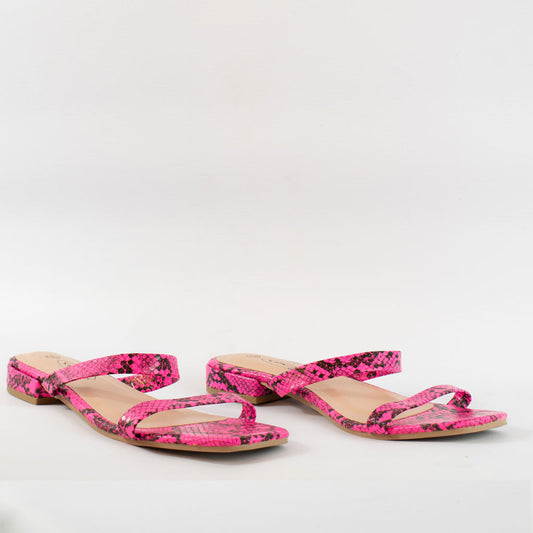womens snakeprint pink and black square peep toe heeled sandals