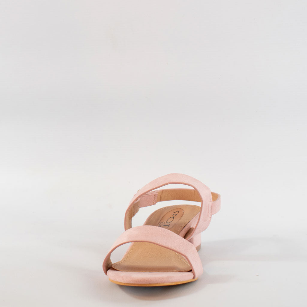 Womens Pink Block Heel Strappy Sandals