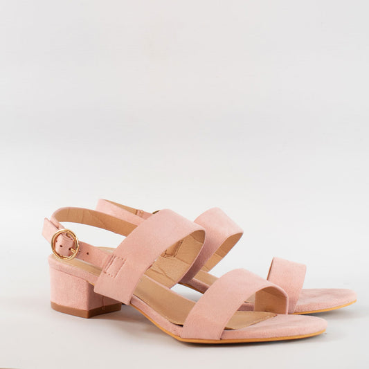 Womens Pink Block Heel Strappy Sandals